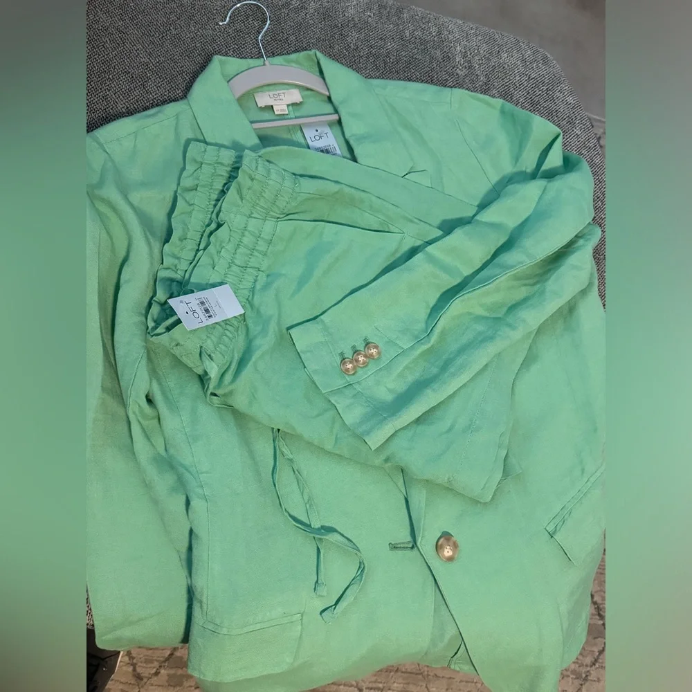 2pc LOFT Blazer & Shorts set Linen Blend Relaxed Blazer and Pull on Shorts LP - Picture 2 of 9